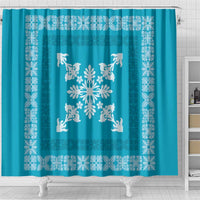 Hawaiian Quilt Block Design Shower Curtain Teal Hawaii Culture Motifs LT9 - Polynesian Pride
