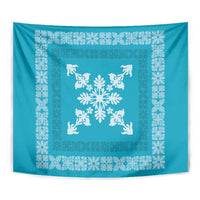 Hawaiian Quilt Block Design Tapestry Teal Hawaii Culture Motifs - Polynesian Pride