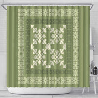 Hawaiian Quilt Pattern Shower Curtain Lime Hawaii Culture Tropical - Polynesian Pride