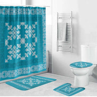 Hawaiian Quilt Pattern Bathroom Set Teal Hawaii Culture Tropical - Polynesian Pride