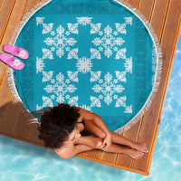 Hawaiian Quilt Pattern Beach Blanket Teal Hawaii Culture Tropical - Polynesian Pride