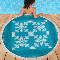 Hawaiian Quilt Pattern Beach Blanket Teal Hawaii Culture Tropical - Polynesian Pride