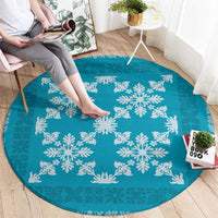 Hawaiian Quilt Pattern Round Carpet Teal Hawaii Culture Tropical - Polynesian Pride