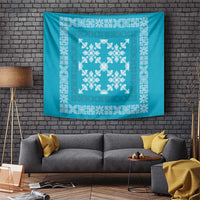 Hawaiian Quilt Pattern Tapestry Teal Hawaii Culture Tropical - Polynesian Pride