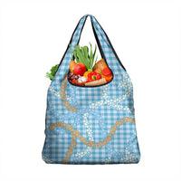 Blue Tropical Floral Palaka Grocery Bag Hawaiian Quilt Pattern - Polynesian Pride
