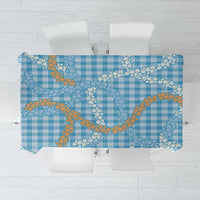 Blue Tropical Floral Palaka Tablecloth Hawaiian Quilt Pattern - Polynesian Pride