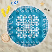 Blue Ulu Palaka Quilt Pattern Beach Blanket Hawaii Culture Breadfruit - Polynesian Pride