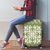Green Ulu Palaka Quilt Pattern Luggage Cover Hawaii Culture Breadfruit - Polynesian Pride