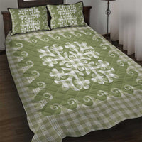 Green Ulu Palaka Quilt Pattern Quilt Bed Set Hawaii Culture Breadfruit - Polynesian Pride