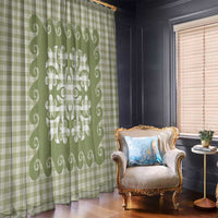 Green Ulu Palaka Quilt Pattern Window Curtain Hawaii Culture Breadfruit - Polynesian Pride