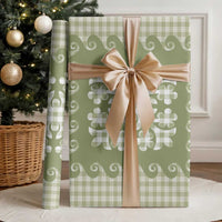 Green Ulu Palaka Quilt Pattern Wrapping Paper Hawaii Culture Breadfruit - Polynesian Pride