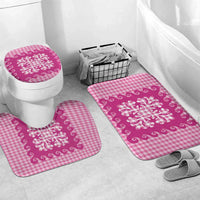 Pink Ulu Palaka Quilt Pattern Bathroom Set Hawaii Culture Breadfruit - Polynesian Pride