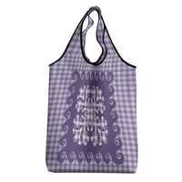 Purple Ulu Palaka Quilt Pattern Grocery Bag Hawaii Culture Breadfruit - Polynesian Pride