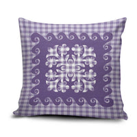Purple Ulu Palaka Quilt Pattern Pillow Cover Hawaii Culture Breadfruit - Polynesian Pride