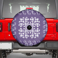 Purple Ulu Palaka Quilt Pattern Spare Tire Cover Hawaii Culture Breadfruit - Polynesian Pride