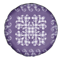 Purple Ulu Palaka Quilt Pattern Spare Tire Cover Hawaii Culture Breadfruit - Polynesian Pride