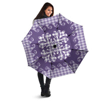 Purple Ulu Palaka Quilt Pattern Umbrella Hawaii Culture Breadfruit - Polynesian Pride