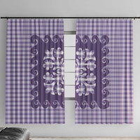 Purple Ulu Palaka Quilt Pattern Window Curtain Hawaii Culture Breadfruit - Polynesian Pride