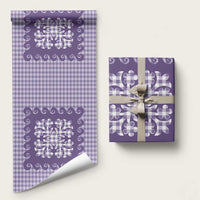 Purple Ulu Palaka Quilt Pattern Wrapping Paper Hawaii Culture Breadfruit - Polynesian Pride