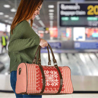 Red Ulu Palaka Quilt Pattern Travel Bag Hawaii Culture Breadfruit - Polynesian Pride