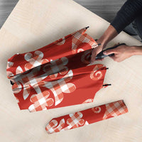 Red Ulu Palaka Quilt Pattern Umbrella Hawaii Culture Breadfruit - Polynesian Pride