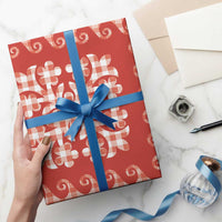 Red Ulu Palaka Quilt Pattern Wrapping Paper Hawaii Culture Breadfruit - Polynesian Pride