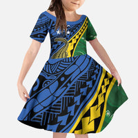 Personalised Crocodile and Shark Solomon Islands Family Matching Off The Shoulder Long Sleeve Dress and Hawaiian Shirt Polynesian Tribal Tattoo