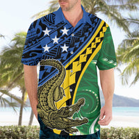 Personalised Crocodile and Shark Solomon Islands Hawaiian Shirt Polynesian Tribal Tattoo