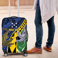 Personalised Crocodile and Shark Solomon Islands Luggage Cover Polynesian Tribal Tattoo LT9 Green - Polynesian Pride
