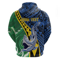 Personalised Crocodile and Shark Solomon Islands Zip Hoodie Polynesian Tribal Tattoo LT9 - Polynesian Pride