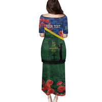 Personalised Solomon Islands Remembrance Day Family Matching Puletasi and Hawaiian Shirt We Will Remember Them with Camouflage Style