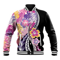 Aloha Vintage Hibiscus Lei Seamless Pattern Baseball Jacket - Polynesian Pride