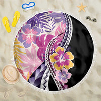 Aloha Vintage Hibiscus Lei Seamless Pattern Beach Blanket - Polynesian Pride