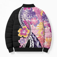 Aloha Vintage Hibiscus Lei Seamless Pattern Bomber Puffer Jacket - Polynesian Pride