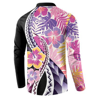 Aloha Vintage Hibiscus Lei Seamless Pattern Button Sweatshirt - Polynesian Pride