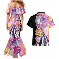 Aloha Vintage Hibiscus Lei Seamless Pattern Couples Matching Mermaid Dress and Hawaiian Shirt - Polynesian Pride