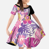 Aloha Vintage Hibiscus Lei Seamless Pattern Family Matching Off The Shoulder Long Sleeve Dress and Hawaiian Shirt - Polynesian Pride