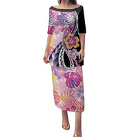 Aloha Vintage Hibiscus Lei Seamless Pattern Family Matching Puletasi and Hawaiian Shirt - Polynesian Pride