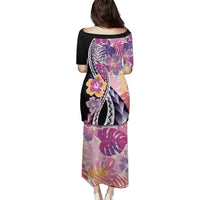 Aloha Vintage Hibiscus Lei Seamless Pattern Family Matching Puletasi and Hawaiian Shirt - Polynesian Pride