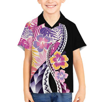 Aloha Vintage Hibiscus Lei Seamless Pattern Family Matching Tank Maxi Dress and Hawaiian Shirt - Polynesian Pride