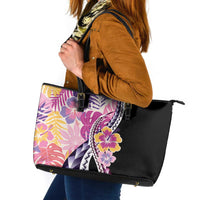 Aloha Vintage Hibiscus Lei Seamless Pattern Leather Tote Bag - Polynesian Pride