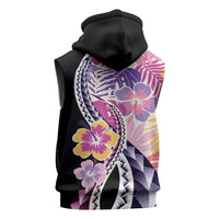 Aloha Vintage Hibiscus Lei Seamless Pattern Sleeveless Zip Hoodie - Polynesian Pride