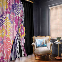 Aloha Vintage Hibiscus Lei Seamless Pattern Window Curtain - Polynesian Pride