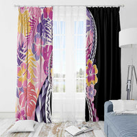 Aloha Vintage Hibiscus Lei Seamless Pattern Window Curtain - Polynesian Pride