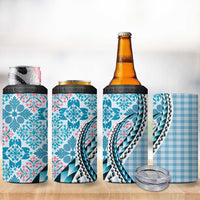 Aloha Vintage Palaka Floral Hawaiian Quilt 4 in 1 Can Cooler Tumbler Uliuli Motif - Polynesian Pride