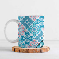 Aloha Vintage Palaka Floral Hawaiian Quilt Ceramic Mug Uliuli Motif - Polynesian Pride