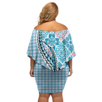 Aloha Vintage Palaka Floral Hawaiian Quilt Family Matching Off Shoulder Short Dress and Hawaiian Shirt Uliuli Motif LT9 - Polynesian Pride