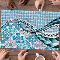 Aloha Vintage Palaka Floral Hawaiian Quilt Puzzle Uliuli Motif - Polynesian Pride