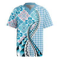 Aloha Vintage Palaka Floral Hawaiian Quilt Rugby Jersey Uliuli Motif - Polynesian Pride