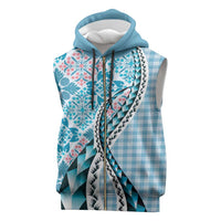 Aloha Vintage Palaka Floral Hawaiian Quilt Sleeveless Zip Hoodie Uliuli Motif LT9
